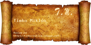 Timko Miklós névjegykártya